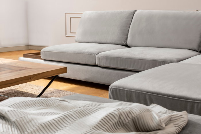 Atelier Del Sofa Tulip Corner Right con Puf - Gris claro